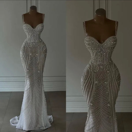 Sweetheart Girl In Pearls Wedding Dress