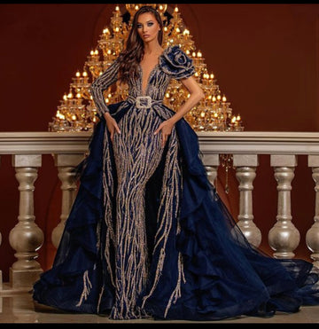 Ocean Vibrations Gown With Detachable Train